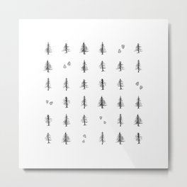 Into the Pines Metal Print | Grid, Pinecones, Pine, Natural, Ink Pen, Pattern, Pinetrees, Park, Blackandwhite, Alaska 