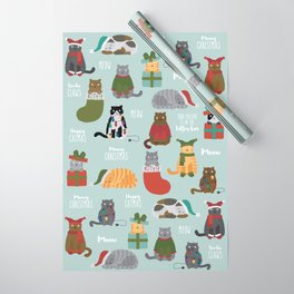 Naughty Christmas Cats with Words Wrapping Paper