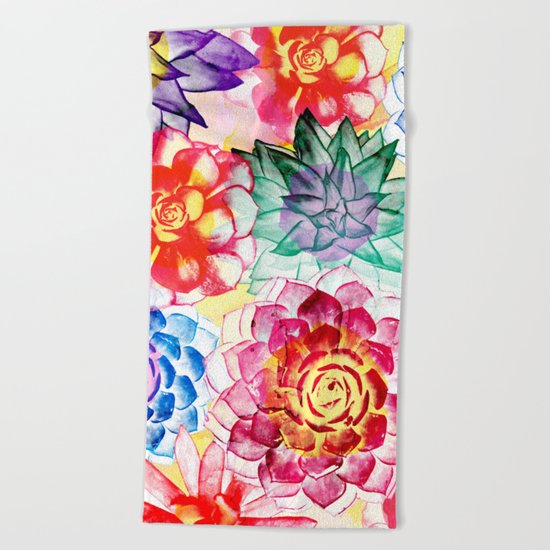 Colorful Succulents Beach Towel