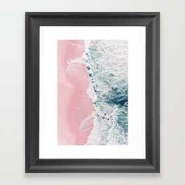 Aerial Ocean Print - Beach - Pink Sand - Wave - Original Sea of Love - Travel Photography  Framed Art Print