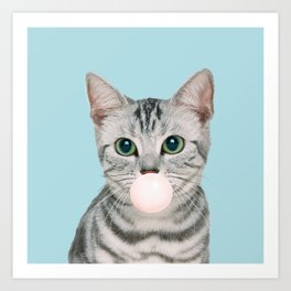 01_Bubble gum cats series Art Print