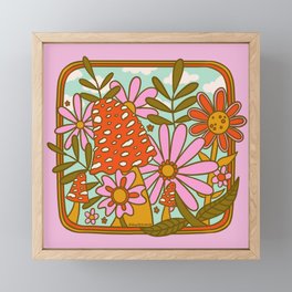 Mushrooms and Flowers Framed Mini Art Print
