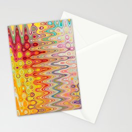Bright Yellow Psychedelic Abstract Pattern Stationery Card