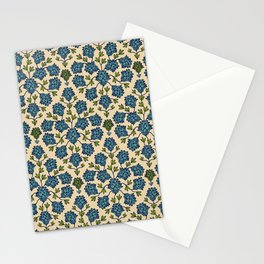 THISTLEDOWN FLORAL in MINT, CHARTREUSE AND DARK BLUE ON SAND Stationery Card