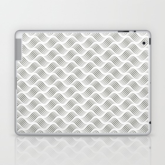 Dark Gray and White Wavy Tessellation Pattern - Diamond Vogel 2022 Popular Colour Clover Patch 0431 Laptop & iPad Skin