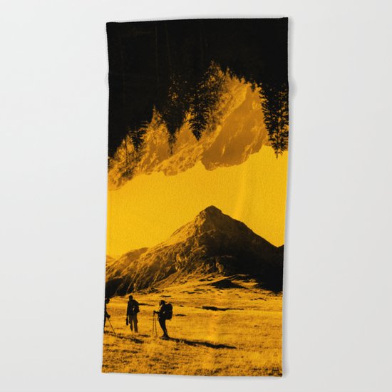 Hello threes of yellow isolation Beach Towel