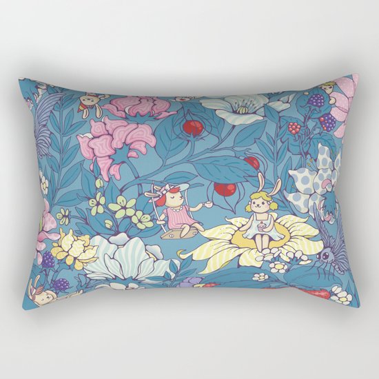Garden party - lady gray version Rectangular Pillow
