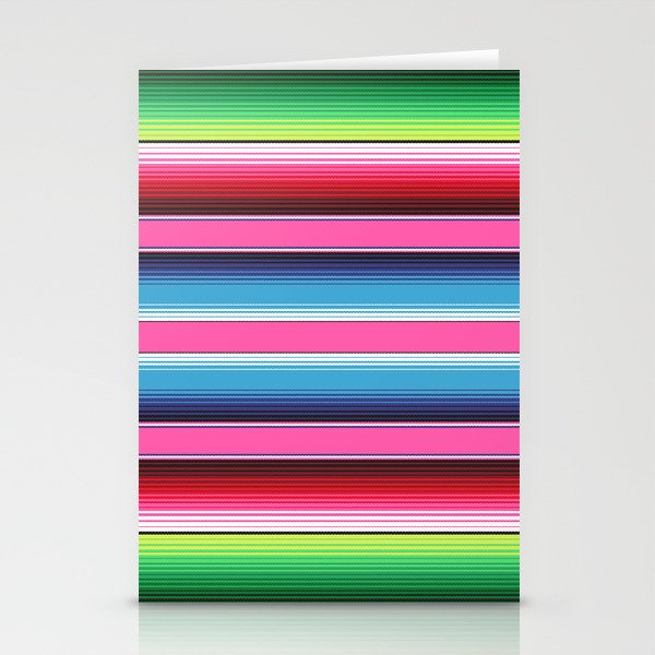 Pink Mexican Serape Blanket Stripes Stationery Cards