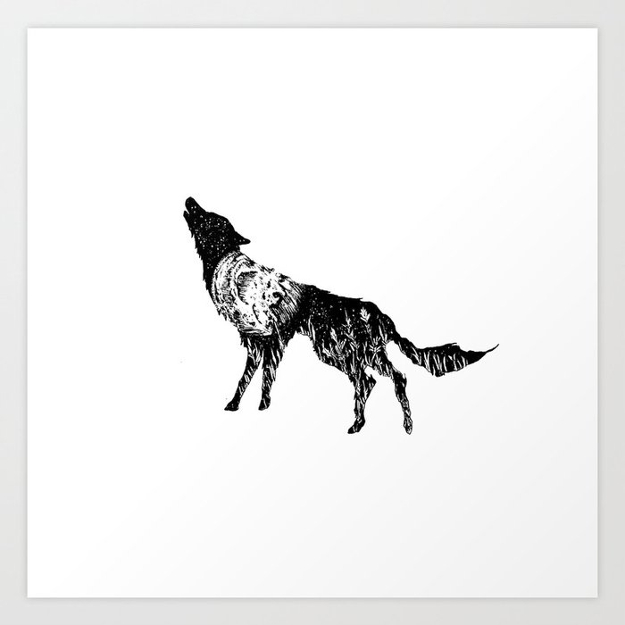 Shadow Wolf Silhouette Wilderness Series Art Print By Pentasticarts Society6