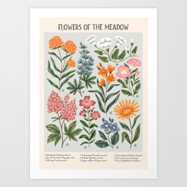 Flowers of the Meadow - tint Art Print