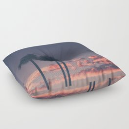 Silhouette of palm trees at sunset Floor Pillow
