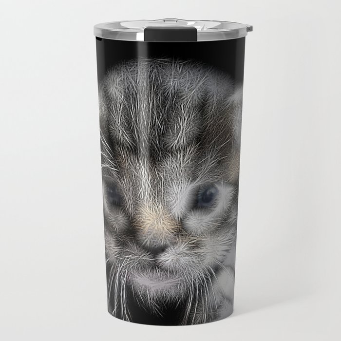 Spiked Grey Kitten Travel Mug