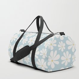 Retro Daisy Pattern - Pastel Blue Bold Floral Duffle Bag