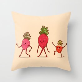 Strawberry Folk Throw Pillow