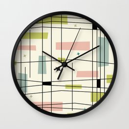 Mid Century Art Bauhaus Style Pastel Wall Clock