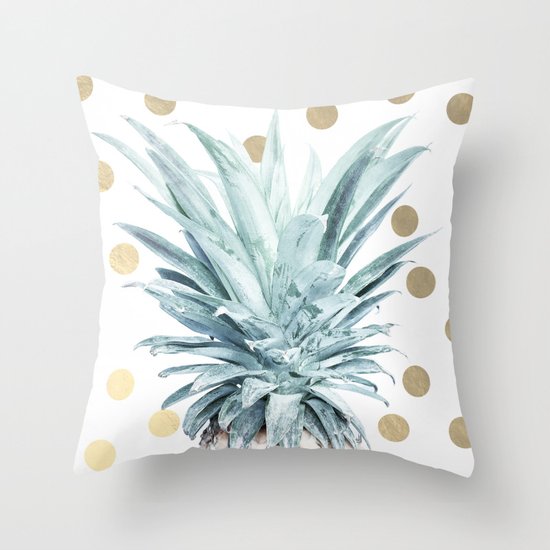 Pineapple crown - gold confetti Throw Pillow