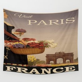Vintage Paris Flower Girl  Wall Tapestry