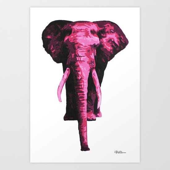 Pink Elephant Art Print