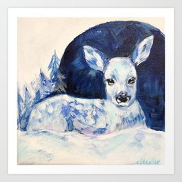 Snow Deer Art Print