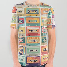 Retro 90s Mixtapes All Over Graphic Tee
