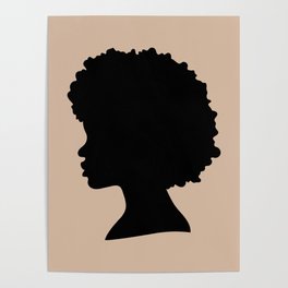 Silhouette Black Girl Afro Poster