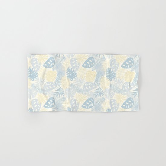 Tropical Leaves Pattern Yellow And Grey Hand & Bath Towel