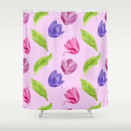 tulips pattern hand draw watercolor Shower Curtain