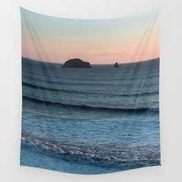 Blue Summer Sunset - Ocean Beach Landscape Wall Tapestry