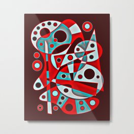 Galactic Gears No. 2 Metal Print | Abstractgeometric, Abstractart, Rontrickett, Electriccyan, Red, Geometric, Deepred, Graphicdesign 