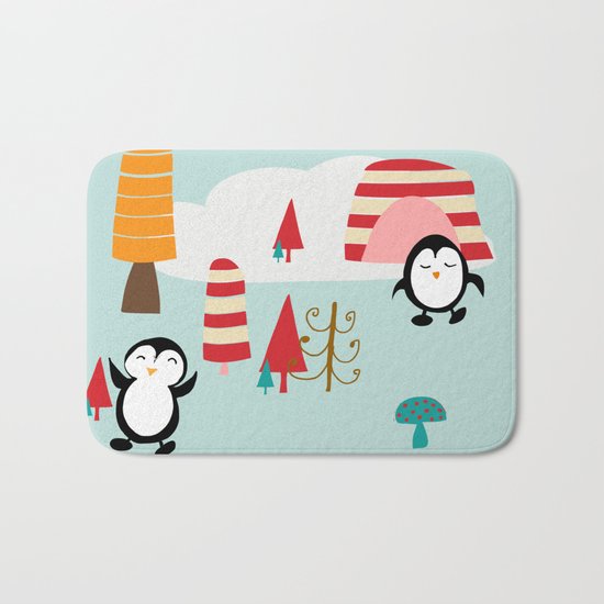 Oriana Penguin blue Bath Mat