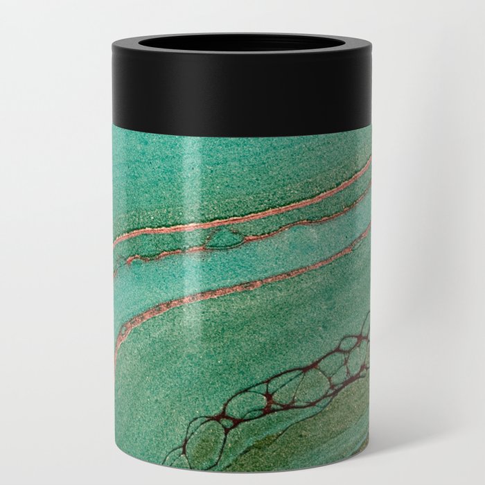 teal gold and pink acrylic agate Can Cooler