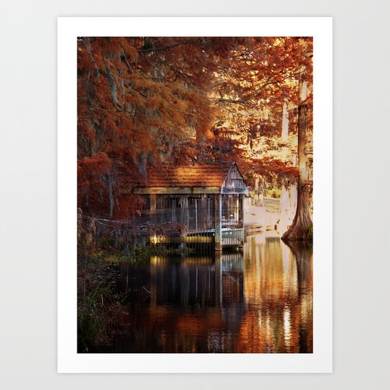 Boathouse in Autumn Art Print