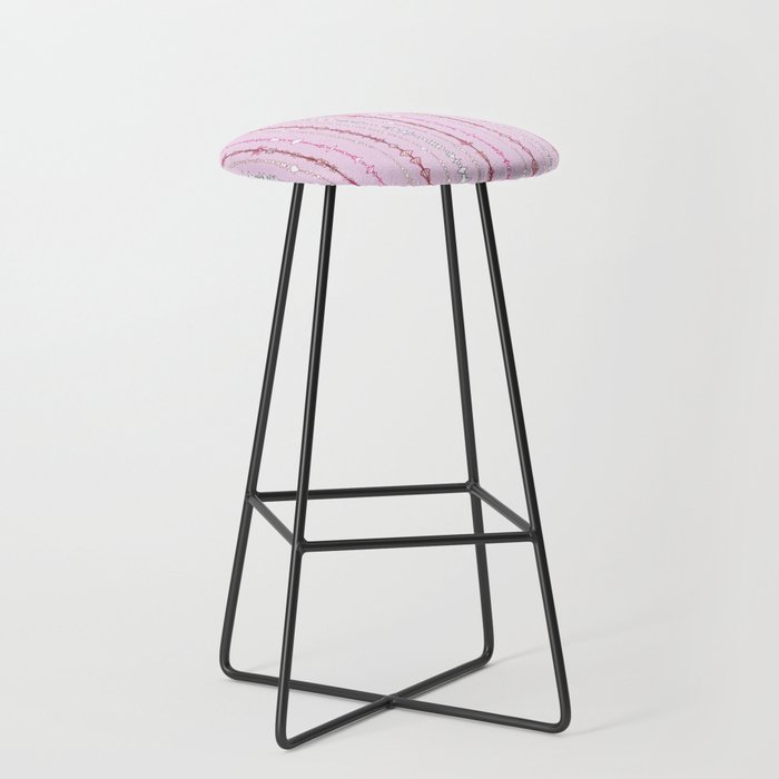 multi-colored beads on a pink background Bar Stool