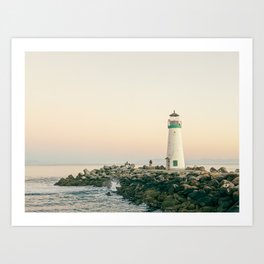 Dusk at Walton Lighthouse, Santa Cruz, California #1 Art Print