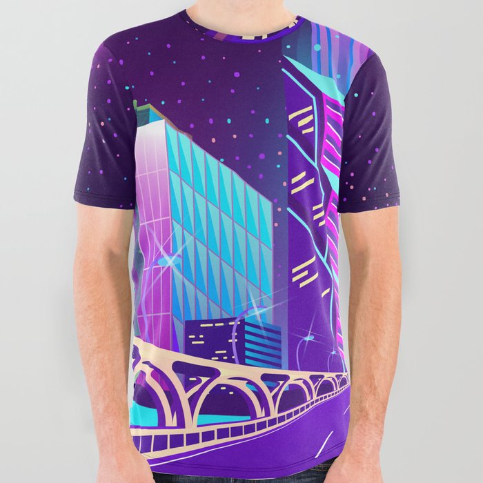 Synthwave Neon City #5 All Over Graphic Tee