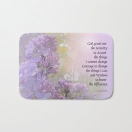 Serenity Prayer Lilacs Bath Mat | Serenityprayer, Courage, Graphicdesign, Recovery, Wisdom, Spiritual, Gifts, Addictions, Lilacs, Twelvesteps 