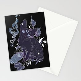 Incense Sphynx Cat │Neo Traditional│Purple Stationery Cards