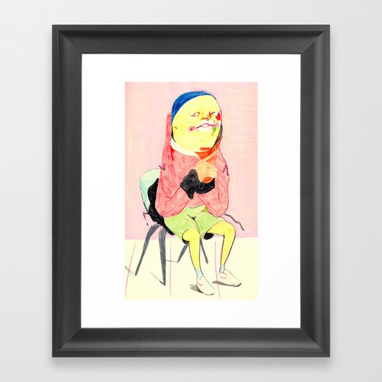 Seated figure, contemplating Framed Art Print