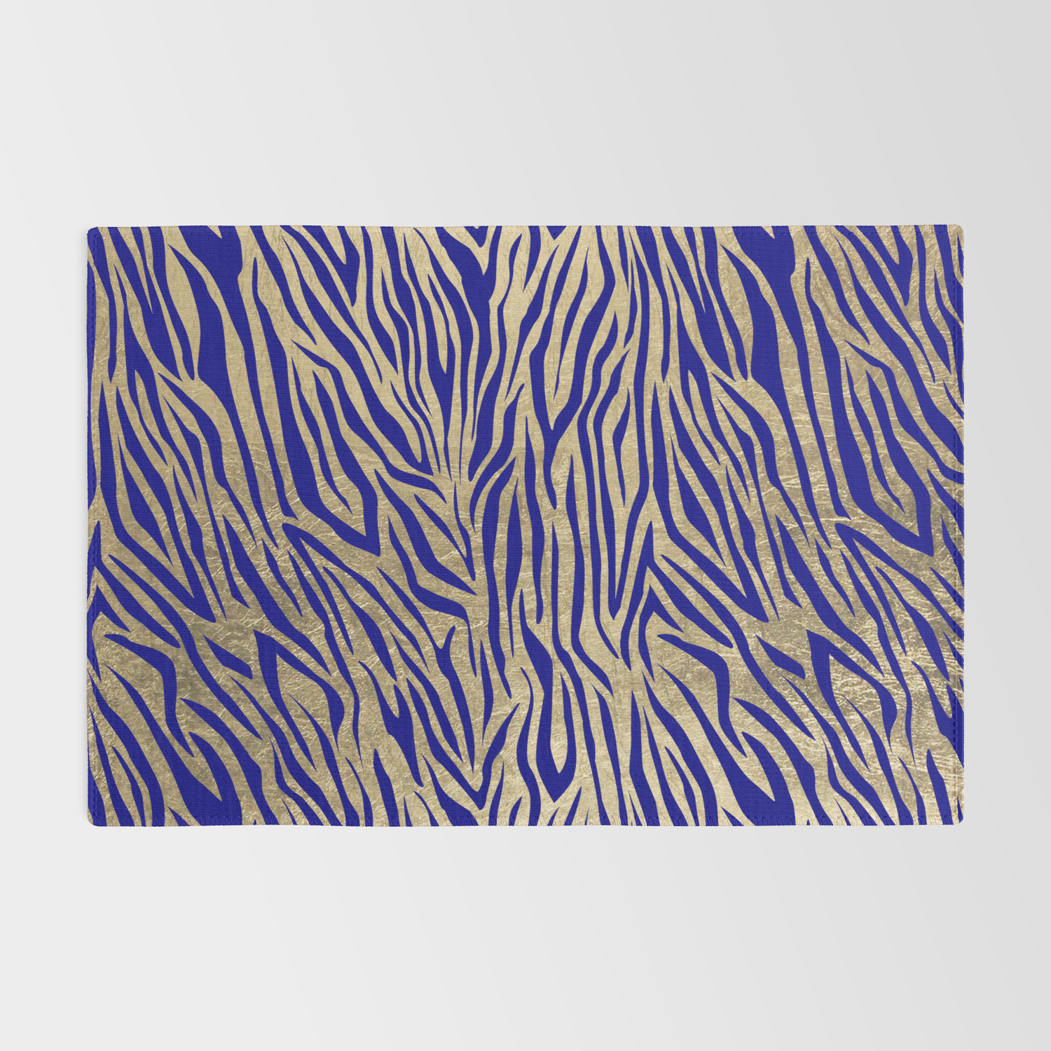Modern Elegant Navy Blue Gold Zebra, Gold Zebra Print Rug