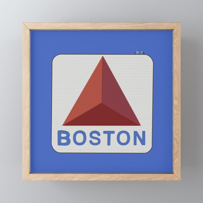 Boston Skyline Blue Framed Mini Art Print