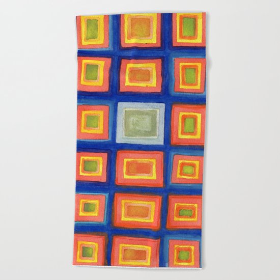 Square Pattern Beaming with Luminous Color Beach Towel