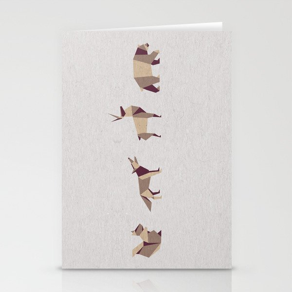 Folded Forest - Geometric Origami Animals Pattern Stationery Cards