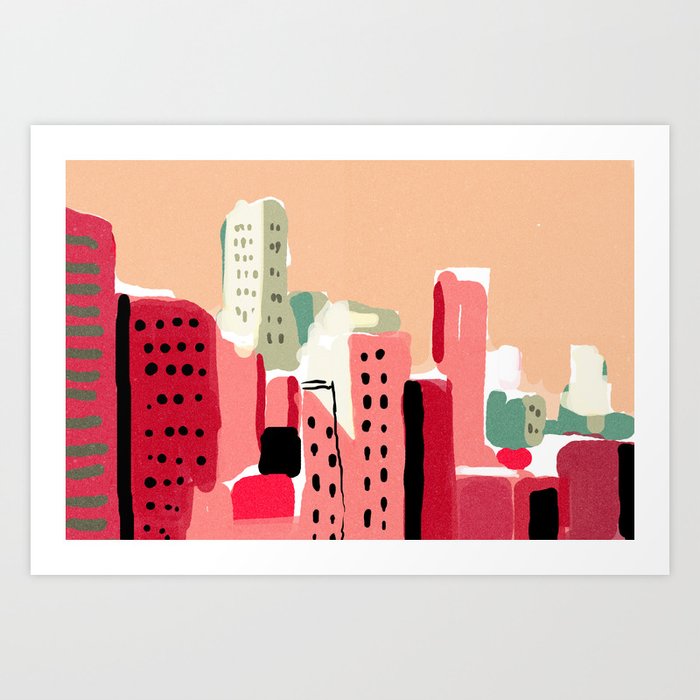 Buildings, Skyline, City, Landscape Art Print