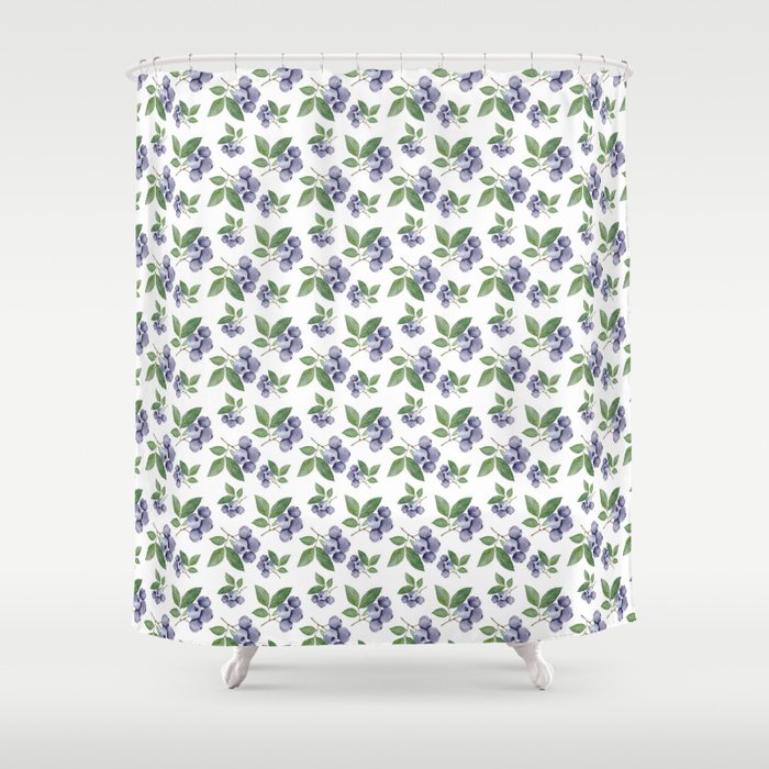Watercolour blueberry pattern #s1 Shower Curtain