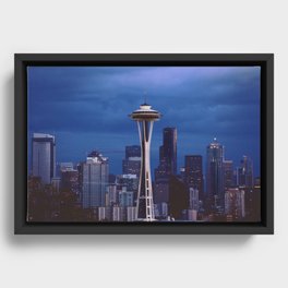 Cloudy Seattle Framed Canvas