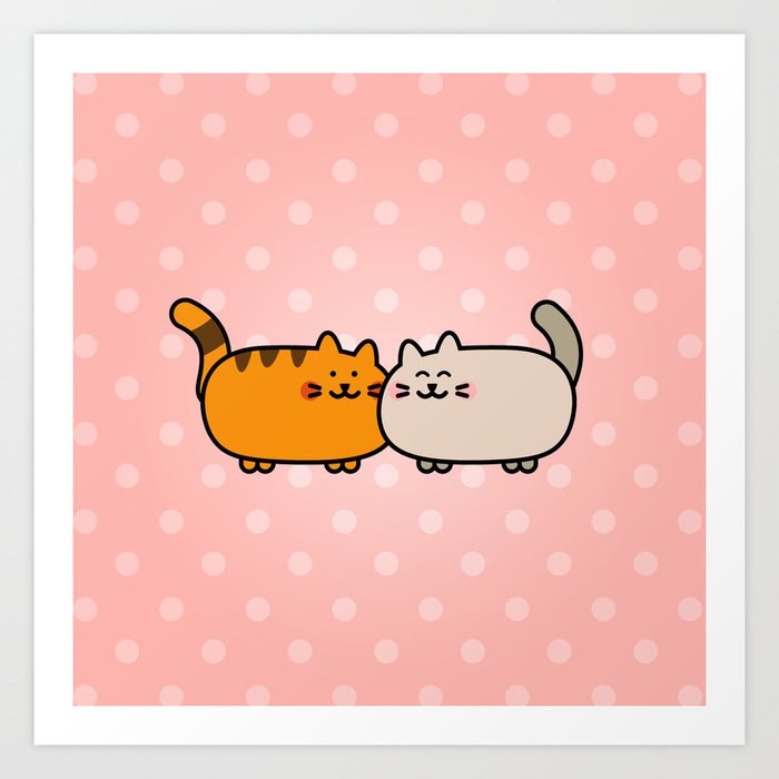 Romantic Cats Art Print