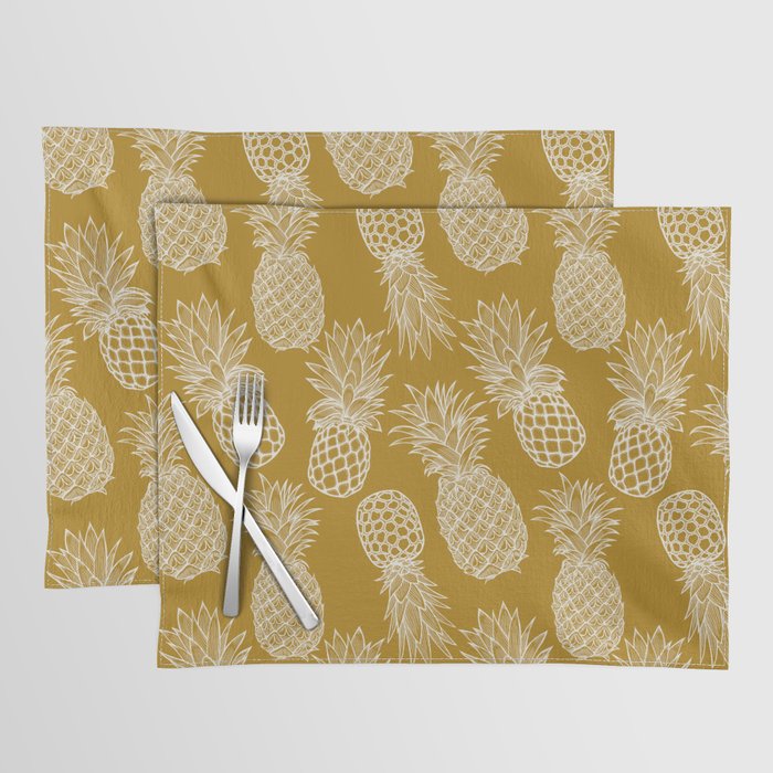 Fresh Pineapples Yellow & White Placemat
