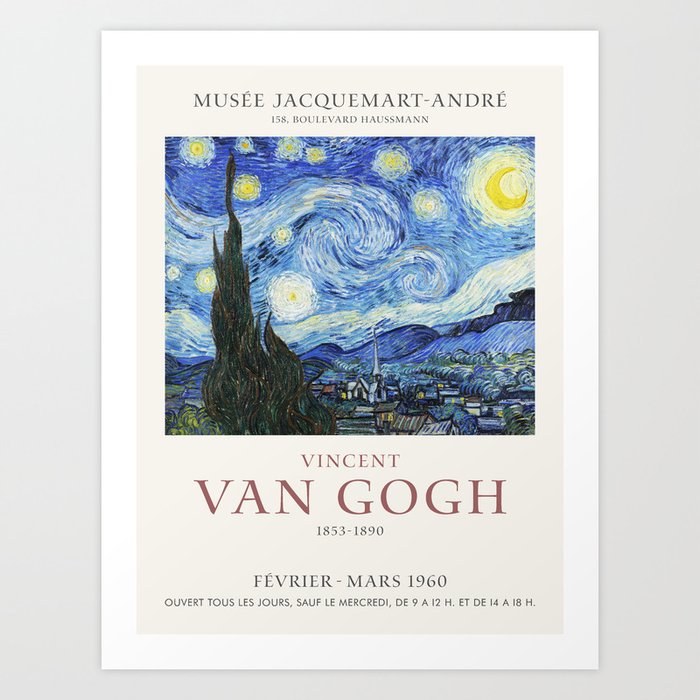 Vincent Van Gogh Starry Night 1889 Art Exhibition Art Print