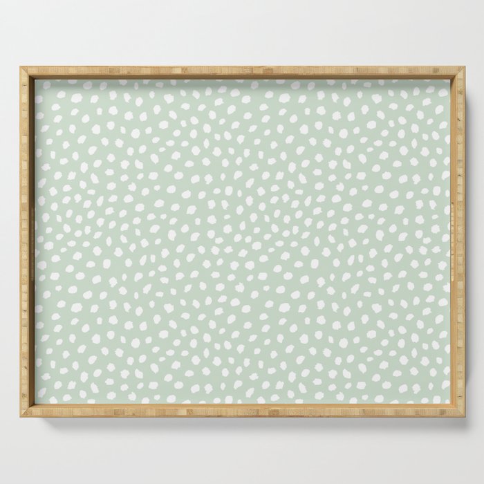 Danish Pastel Green Cute Seamless Polka Dot Digital Paper | Light Green  Serving Tray