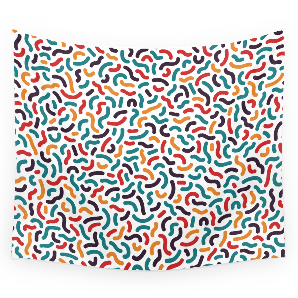Colorful Memphis Patterns Wall Tapestry by fasndesigns7